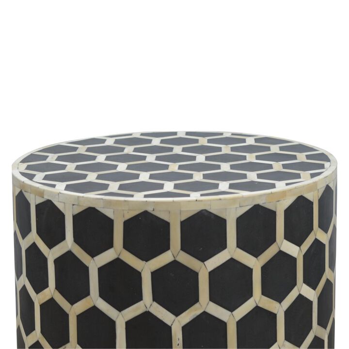Artisan Furniture Solid Wood Bone Inlay Occasional Stool , Brown