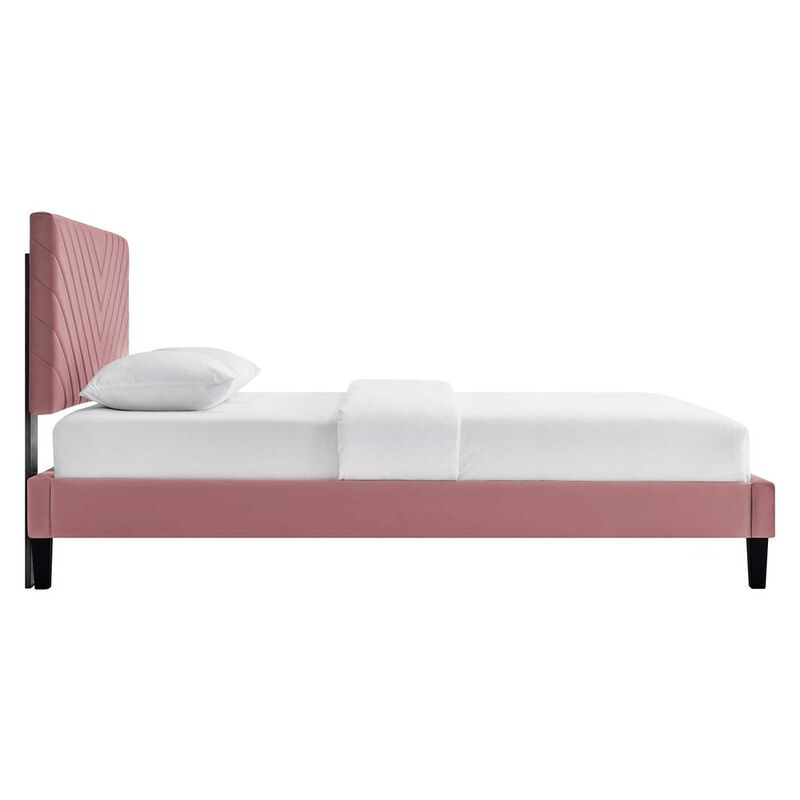 Roxanne Performance Velvet Queen Platform Bed image number 1