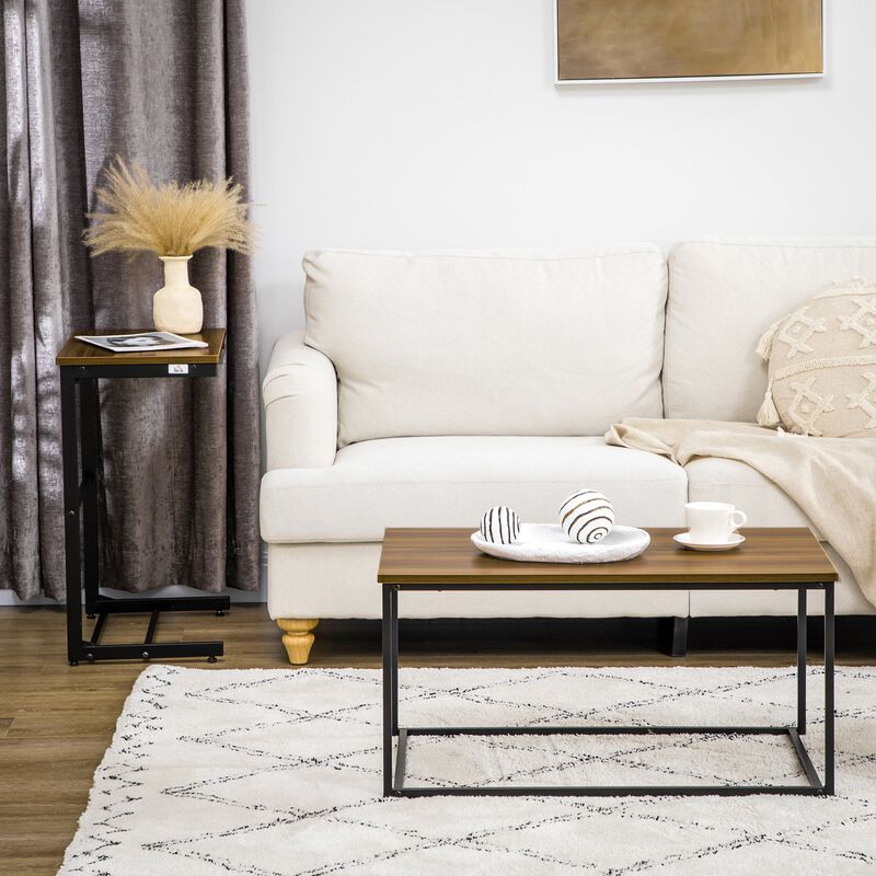 Industrial Living Room Set: 2 Nesting Tables with Metal Frame