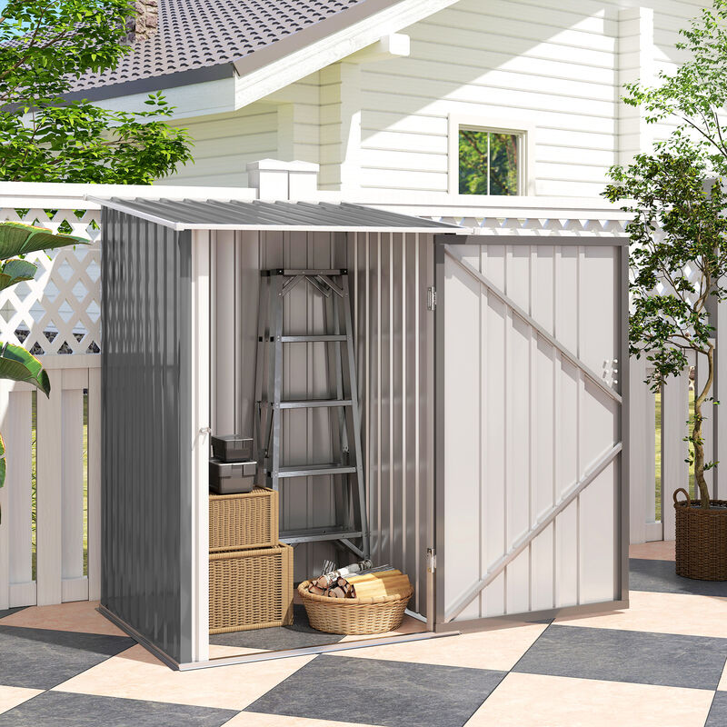 Hivvago Small Lean-To Galvanized Steel Tool Shed image number 7