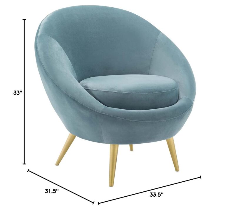 Modway Circuit Modern Performance Velvet Curved Back Accent Lounge Living Room Chair in Light Blue