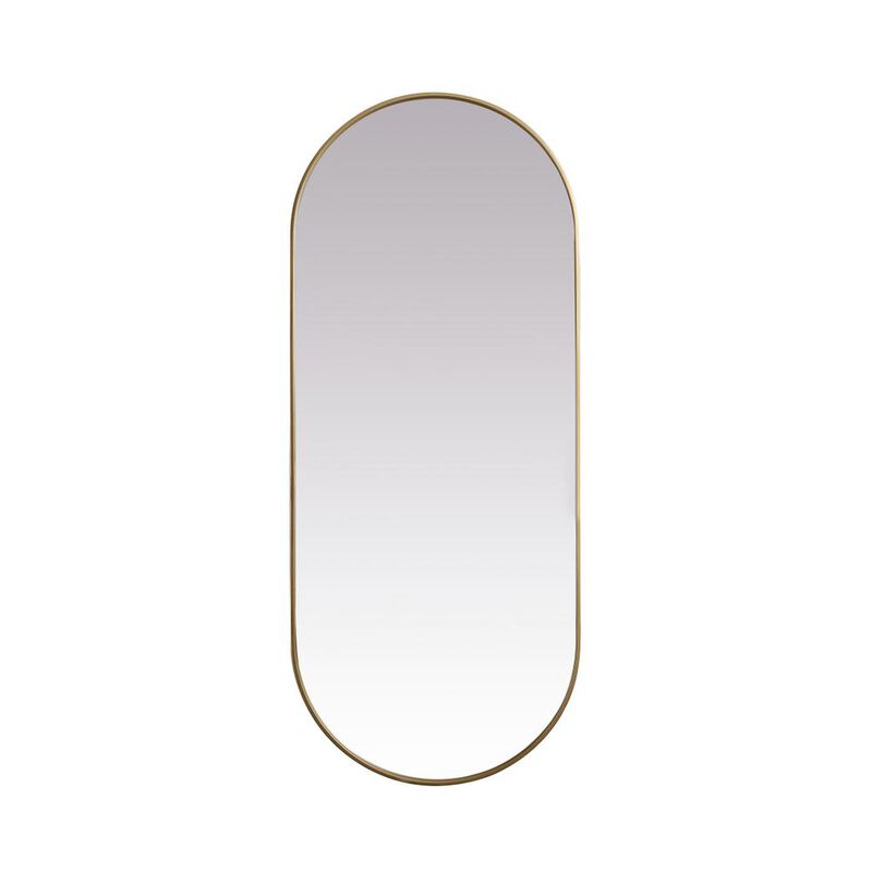 Elegant Decor Metal Frame Oval Mirror 30x72 Inch in Brass