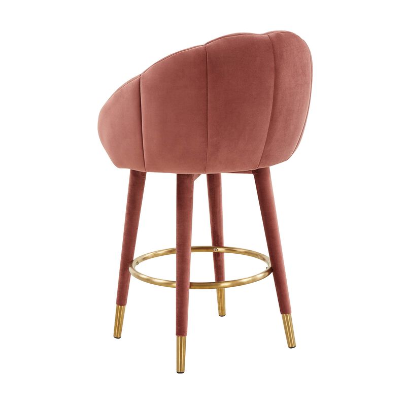 Tov Furniture Myla Tufted Upholstered Velvet Swivel Counter Stool (Salmon) image number 2