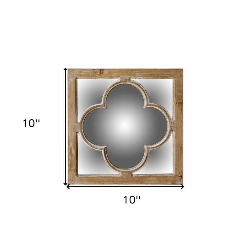 10" Natural Brown With Whitewash Square Wall Mounted Accent Mirror image number 5