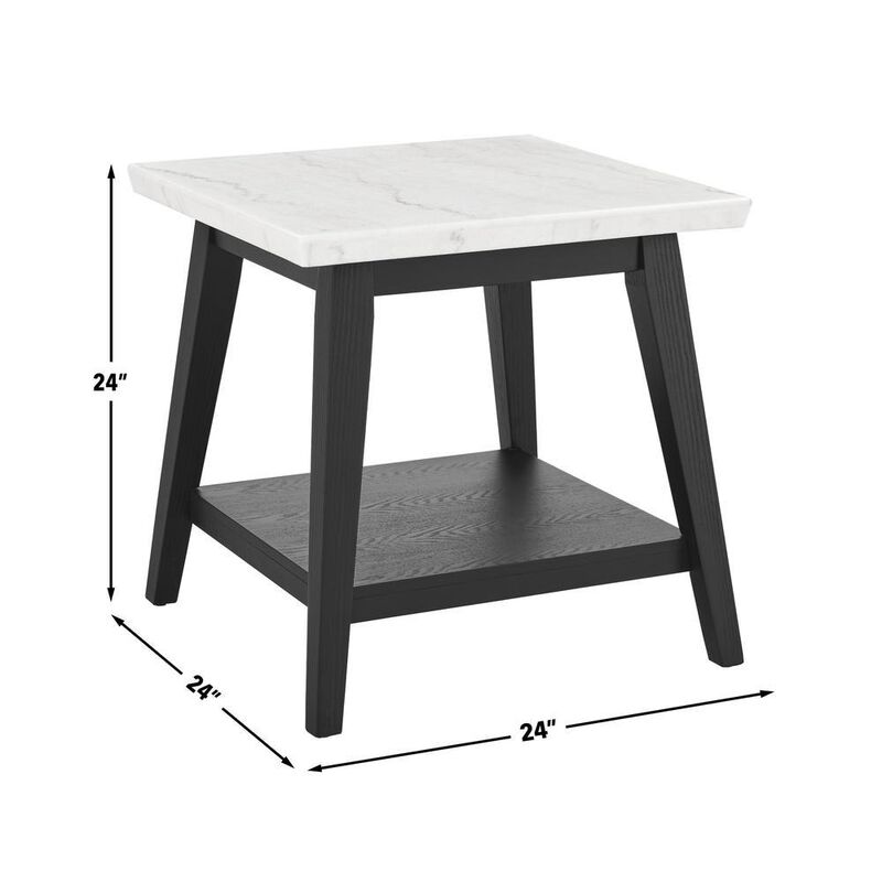 Vida-Black White Marble Top End Table