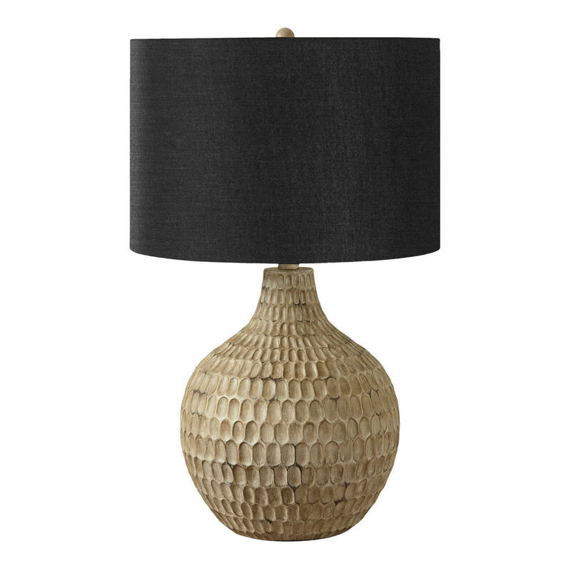 ELEMENT ACE Contemporary 25 Inch Height Table Lamp with Textured Gourd Base and Linen Drum Shade Perfect for Living Room Bedroom Home Office Side Table Nightstand image number 0