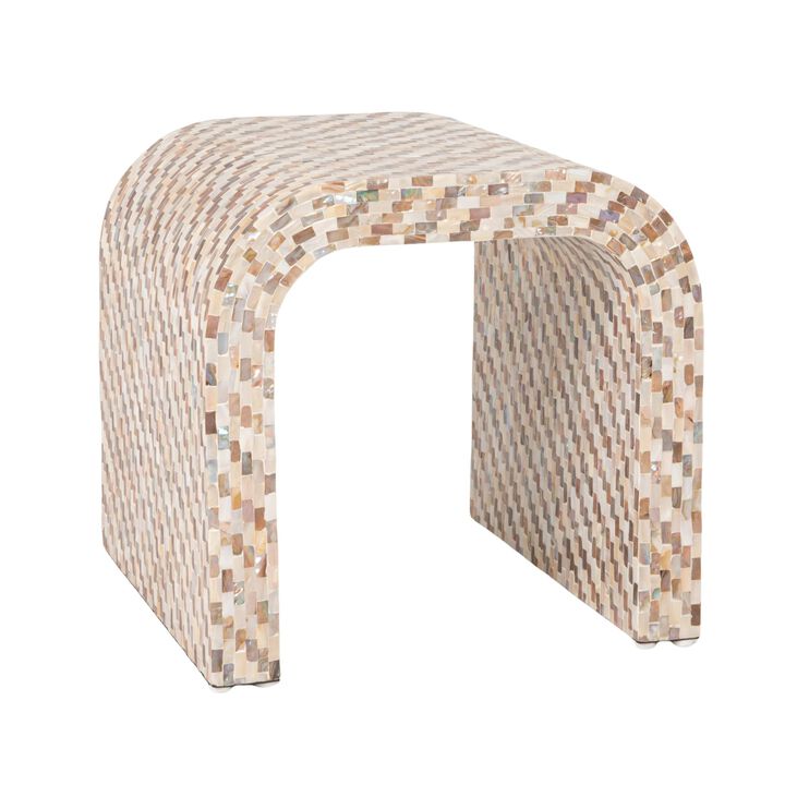 Mother of Pearl Waterfall End Table, Brown