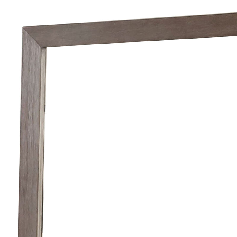 36 Inch Mirror with Rectangular Wooden Frame, Brown