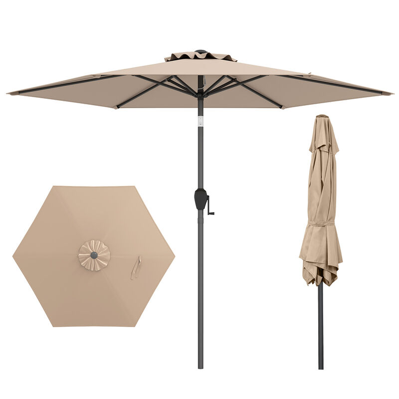 Outdoor Patio Heavy Duty Market Umbrella with Push Button Tilt