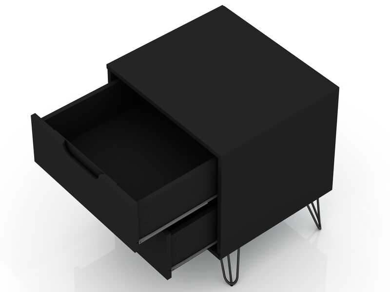Rockefeller Black 2-Drawer Nightstands (Set of 2)
