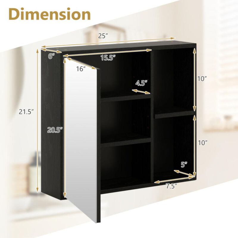 Hivvago Bathroom Medicine Cabinet with Single Mirror Door