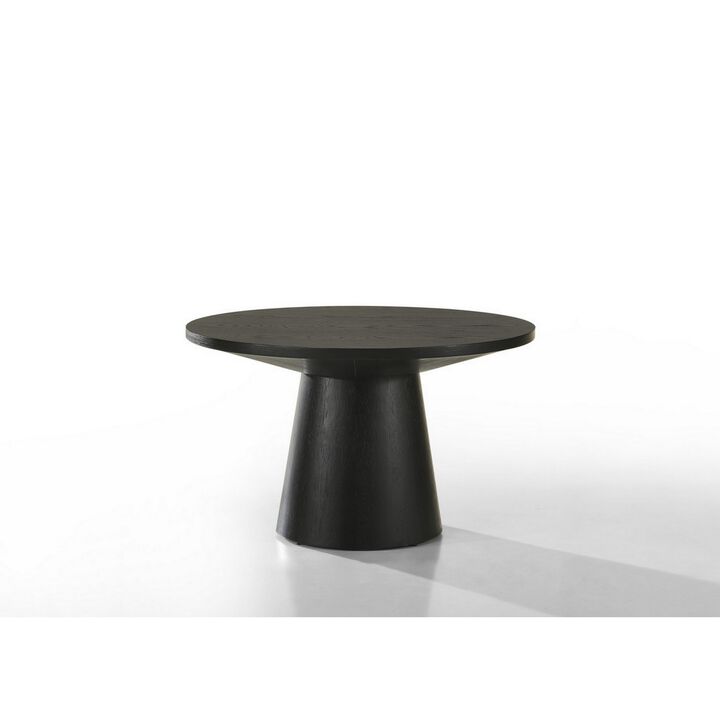 Yuvi 29 Inch Coffee Table, Round Tabletop, Pedestal Base, Black Finish
