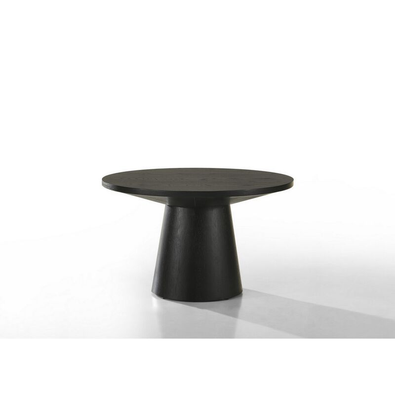 Yuvi 29 Inch Coffee Table, Round Tabletop, Pedestal Base, Black Finish