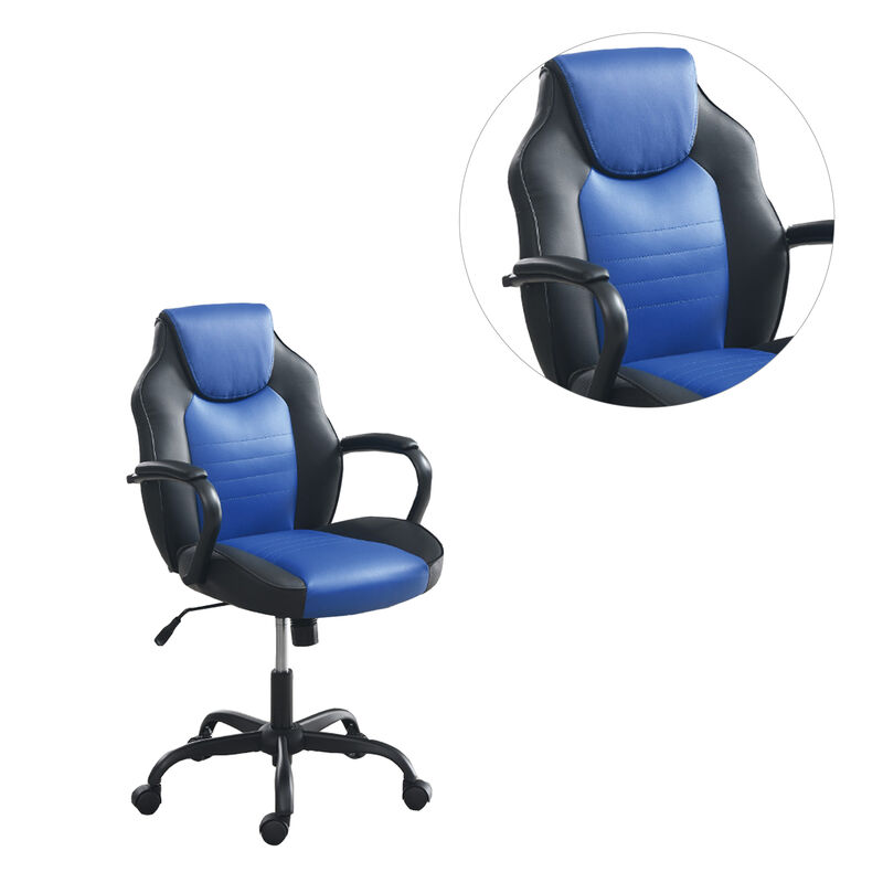 Office Chair with Padded Armrests in Black and Blue