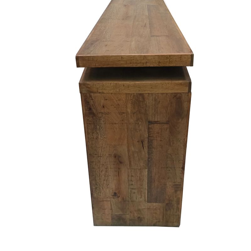 Keri Console Table, 60 inch Solid Mango Wood Slab Top, Handcrafted Rustic Natural Brown, Organic Design image number 2