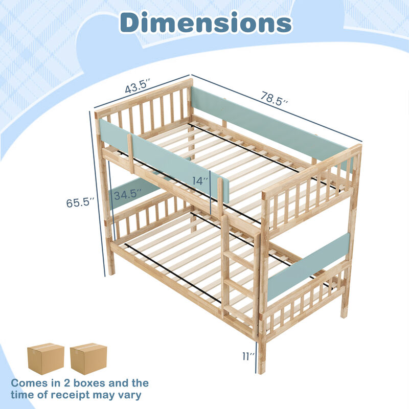 Children’s Bunk Bed with Ladder and Guardrails – Space-Efficient Bed for Two