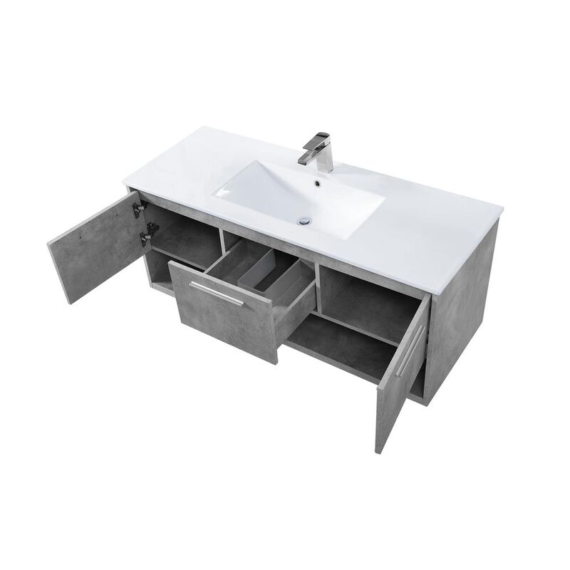 Elegant Kitchen and Bath 48 inch  Single Bathroom Floating Vanity in Concrete Grey