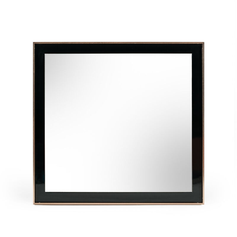 HomeRoots 39" Rose Gold and Black Wood and Metal Framed Accent Mirror image number 0