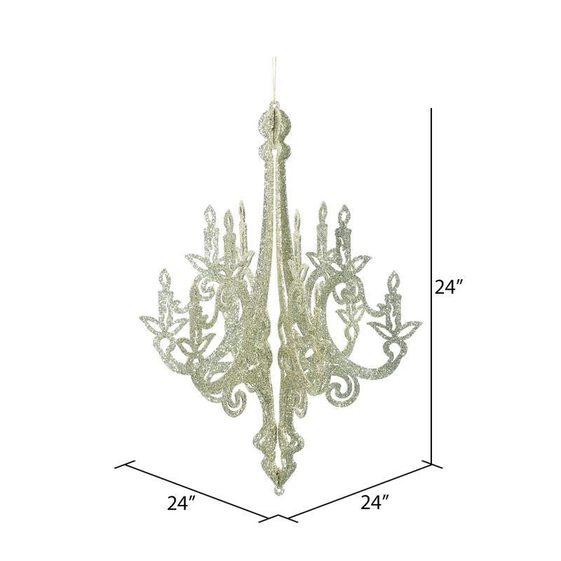 Vickerman 24" Champagne Glitter Chandelier Christmas Ornament. image number 1