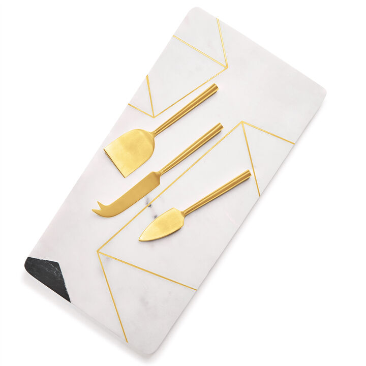 Moonlight Marble Serving Board With Knives