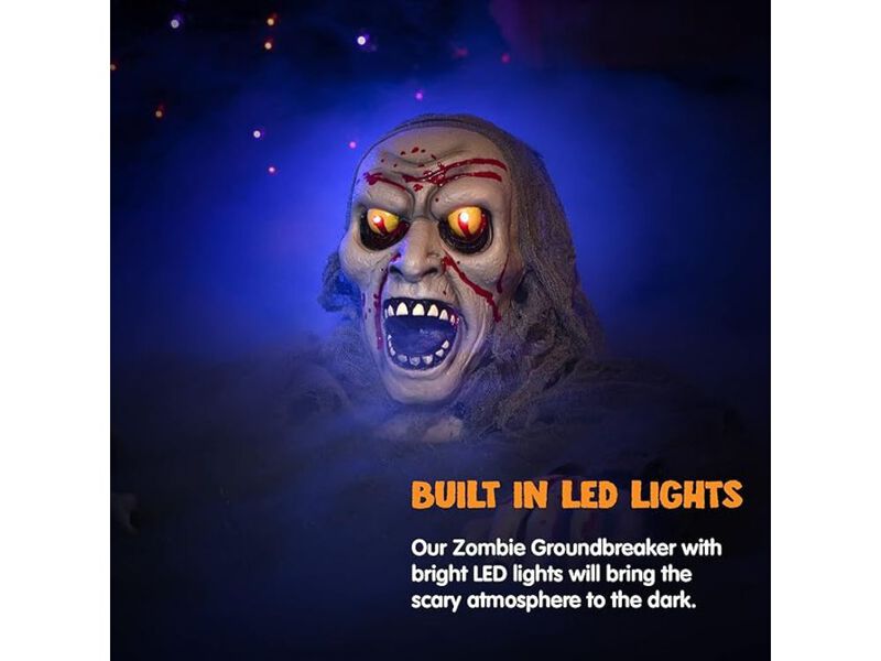Zombie Groundbreaker Halloween Decoration &ndash; Light-Up Eyes & Creepy Sound for Outdoor Lawn, Graveyard & Haunted House Display image number 2
