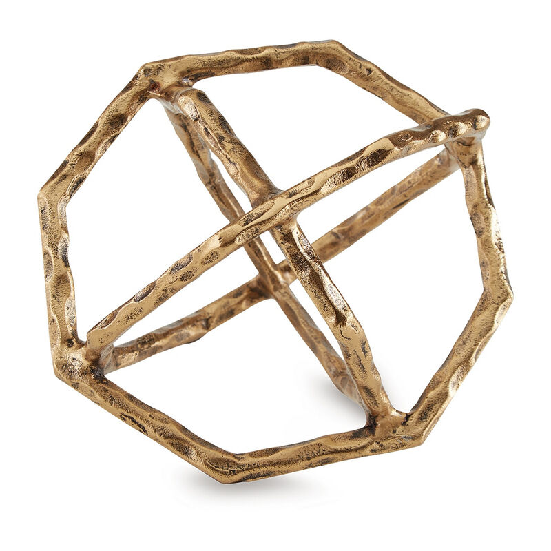 Ladi Sculpture Set of 2, Decorative Rings, 9 Inch Brass Cast Metal - Benzara