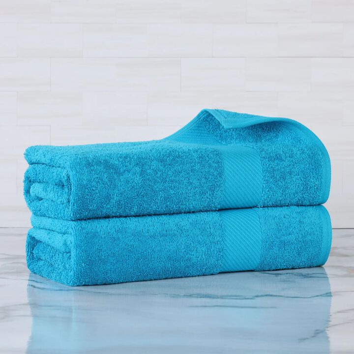 2-Piece Egyptian Cotton Bath Sheet Set &ndash; Luxury Soft & Thick Towels with Border