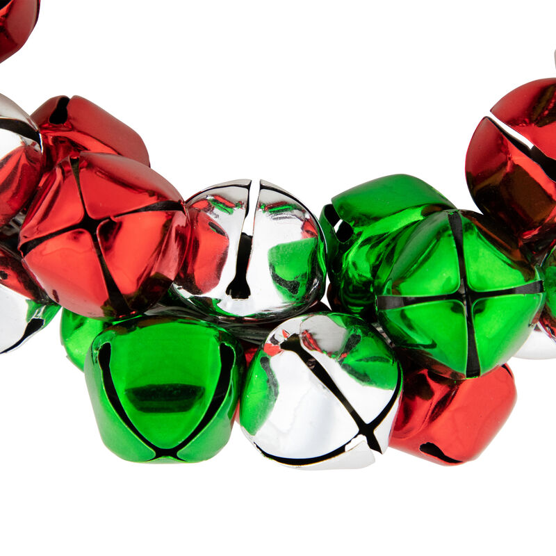 Red  Green  and Silver Jingle Bell Christmas Wreath  9-Inch  Unlit image number 3