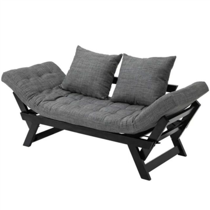 3 in 1 Convertible Sofa Chaise Lounger Bed with 2 Large Pillows
