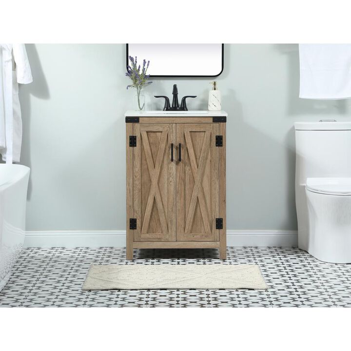 Elegant Kitchen and Bath 24 inch Single bathroom vanity in natural oak