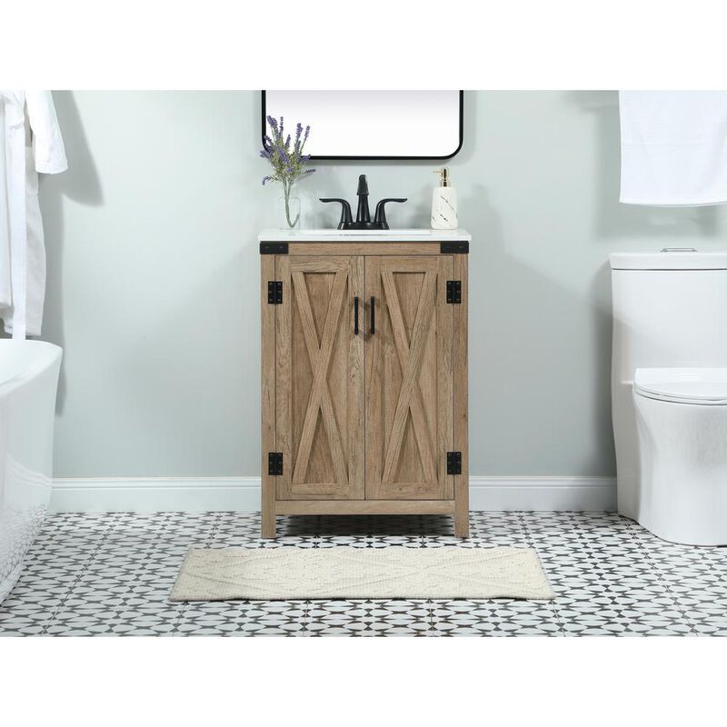 Elegant Kitchen and Bath 24 inch Single bathroom vanity in natural oak