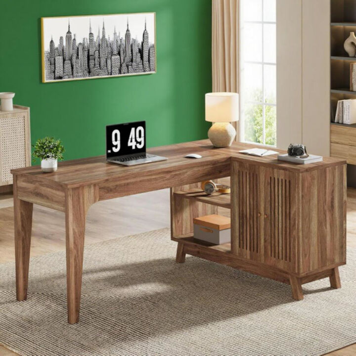 Compact Office Desk with Storage for Small Spaces or Home Office