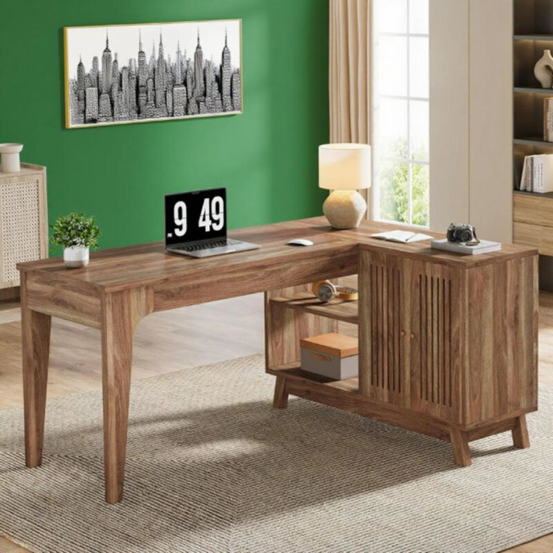 Compact Office Desk with Storage for Small Spaces or Home Office