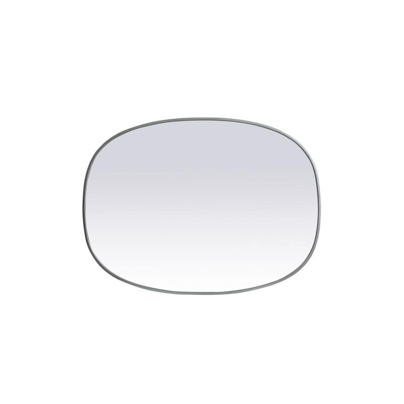 Elegant Decor Metal Frame Oval Mirror 30x40 Inch in Silver