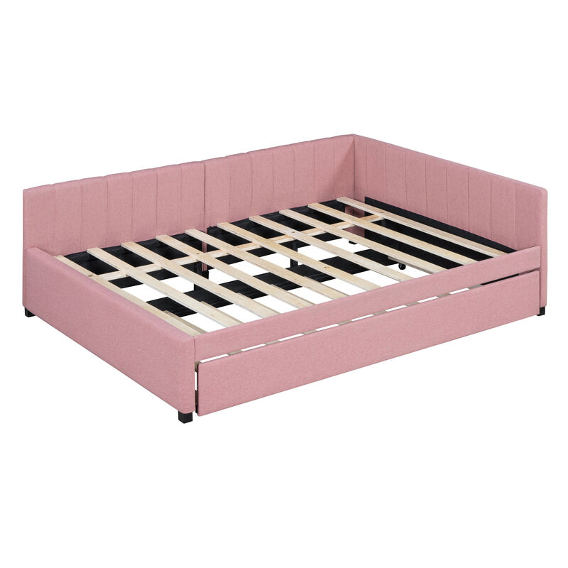 Whisen Classic Design Full Size Upholstered Daybed with Trundle image number 5