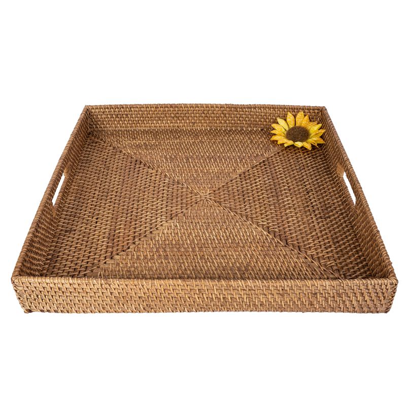 Saboga Home&trade; Square Ottoman Tray with Cutout Handles image number 2