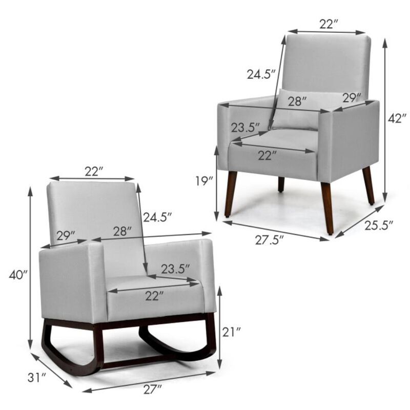 Hivvago 2-in-1 Fabric Upholstered Rocking Chair with Pillow