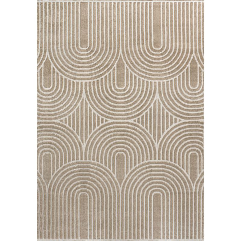 Ariana MidCentury Art Deco Striped Arches Two-Tone High-Low Area Rug