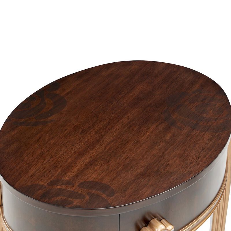Michael Amini Camellia Field End Table with Drawer - Warm Pecan