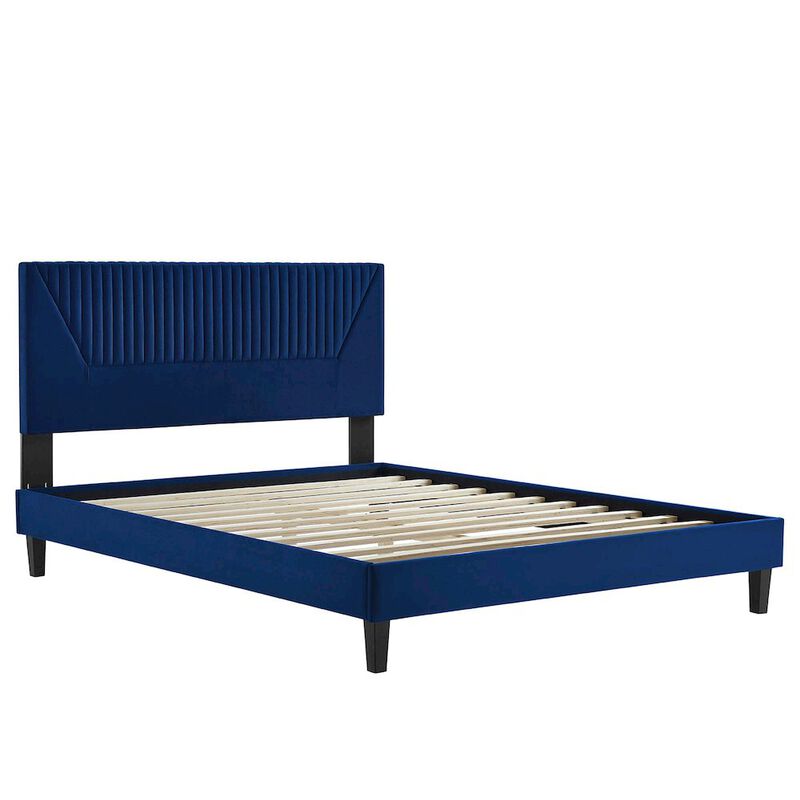 Yasmine Channel Tufted Performance Velvet Full Platform Bed image number 4