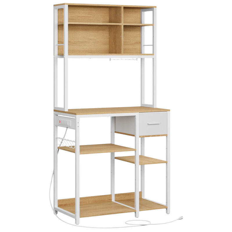 Bakers Rack Coffee Bar with Charging Station Storage Organizer image number 0