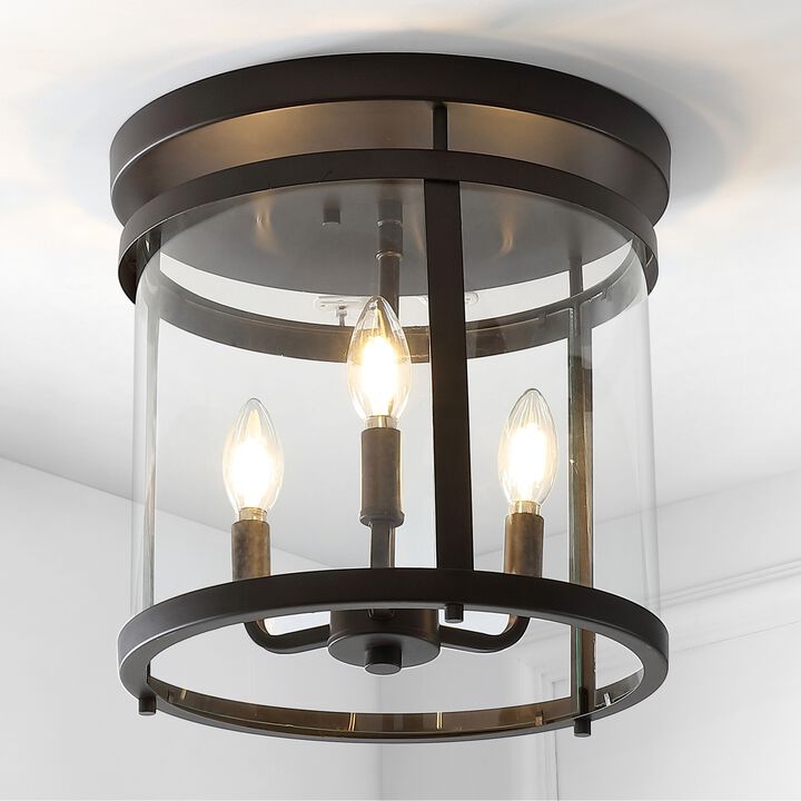 Ciel 3-Light Metal/Glass Rustic Vintage LED Flush Mount