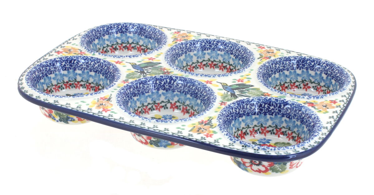 Blue Rose Polish Pottery Eliza Muffin Pan
