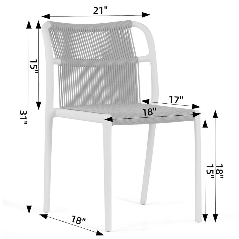 Glamour Home Set of 2 Belden Beige Woven Rope Fabric Dining Chair with Plastic Frame