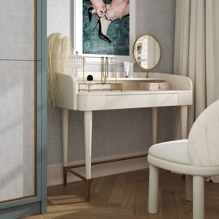 Penelope Taupe Vegan Leather Wrapped Vanity Desk