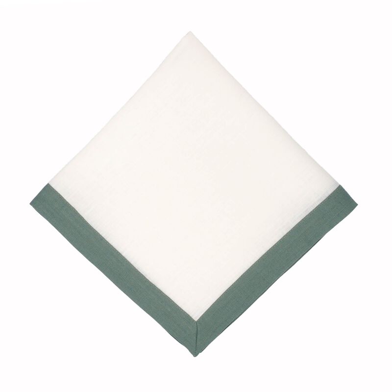 Linen Napkins With Green Borders, Set of 4