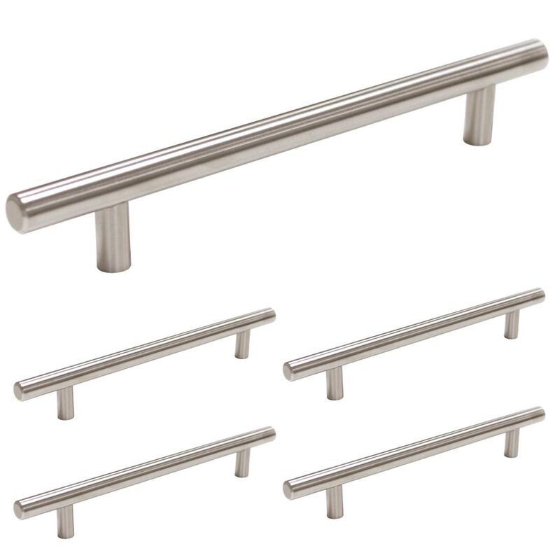 homdiy (5 Pack) Drawer Pulls Brushed Nickel Cabinet Pulls HD201SN Cabinet Hardware Euro Style Drawer Handles 6-1/4in Hole Center