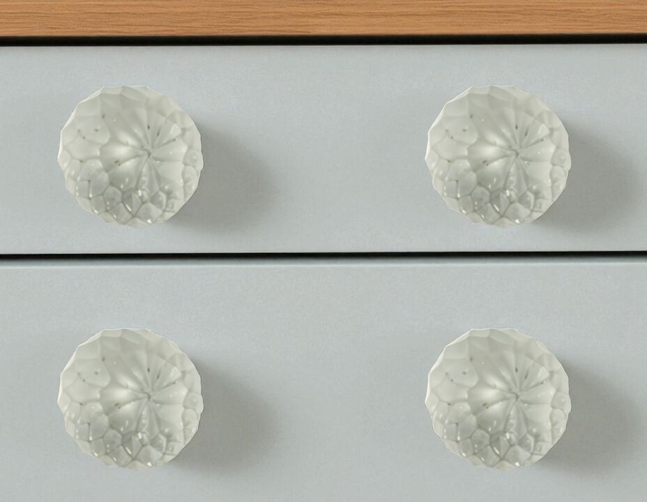 HomeRoots Set of Six White Glass Drawer Pull Knobs