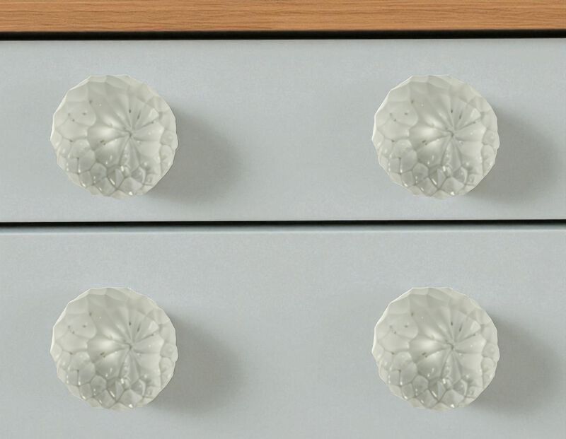 HomeRoots Set of Six White Glass Drawer Pull Knobs image number 1