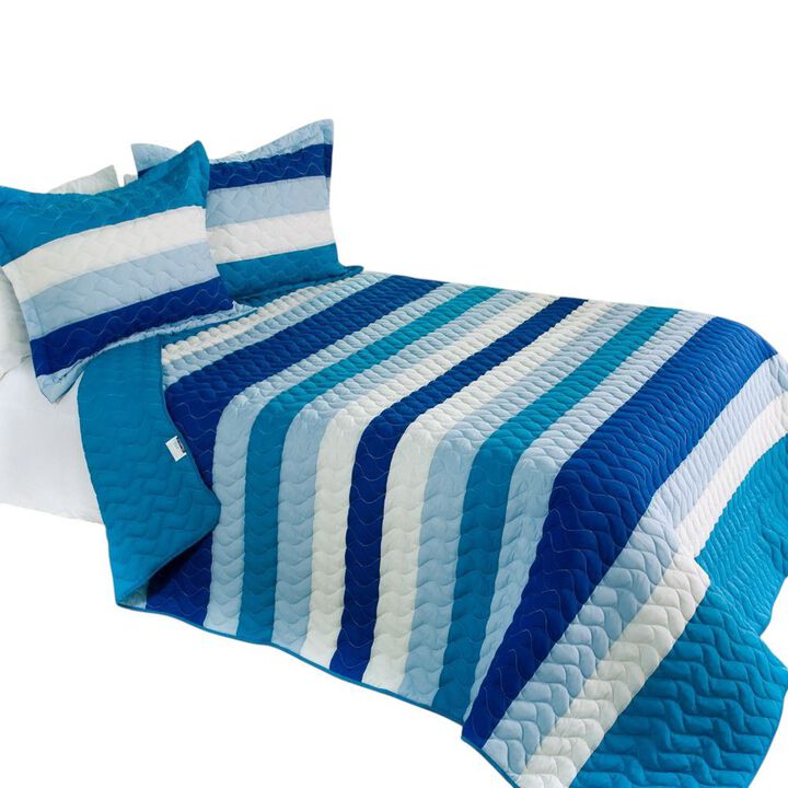 3 Piece Vermicelli Quilted Striped Quilt Set World Style for Bedroom Decor